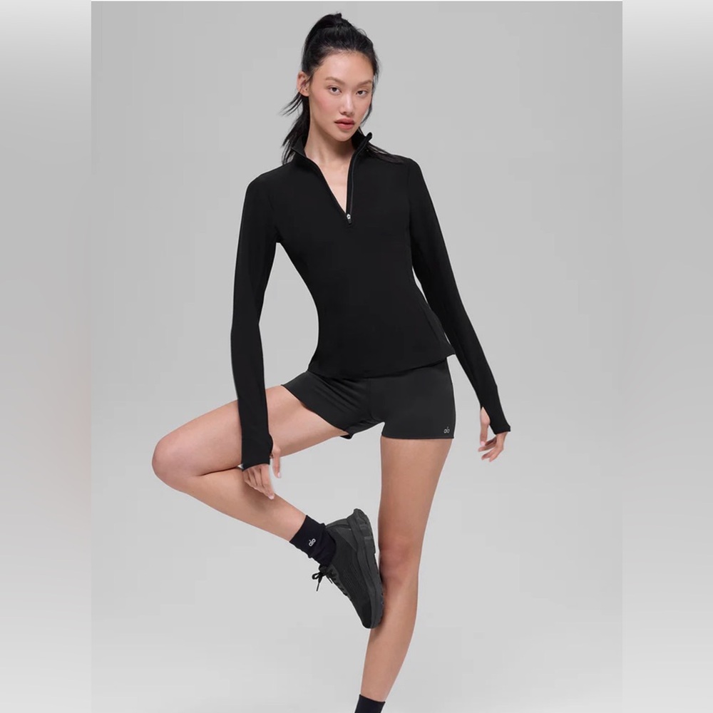 ALO Black Quarter-Zip Long Sleeve Top XS